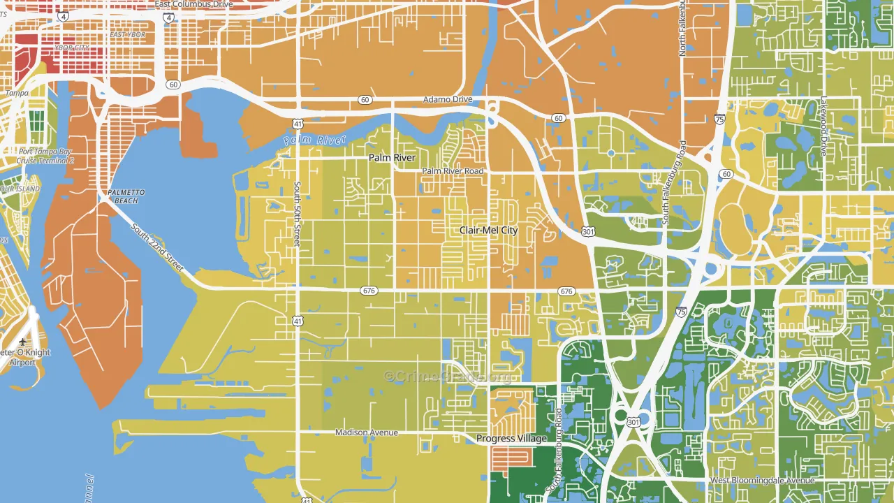 Palm River-Clair Mel, FL Map of Murder Rates