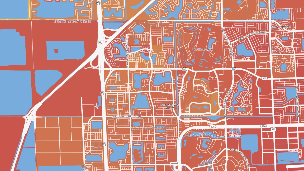 Palm Springs North, Hialeah, FL Map of Murder Rates