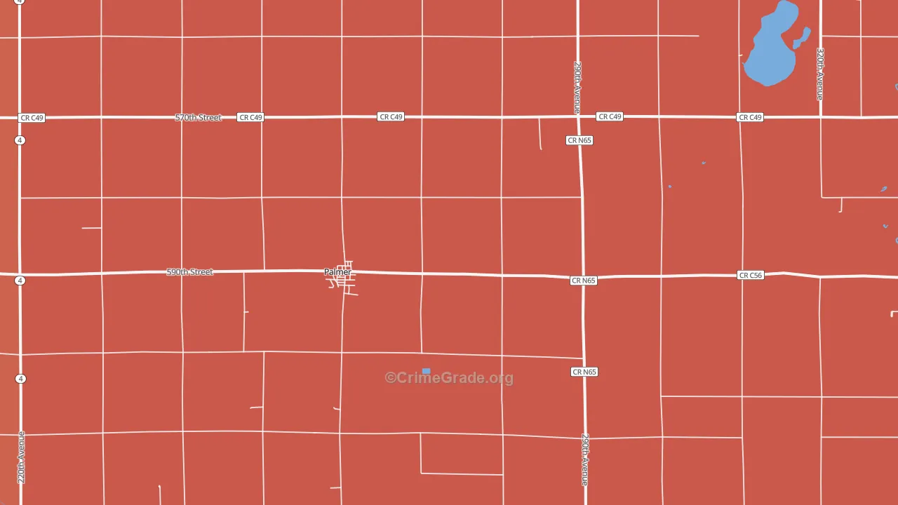 Palmer, IA Map of Murder Rates