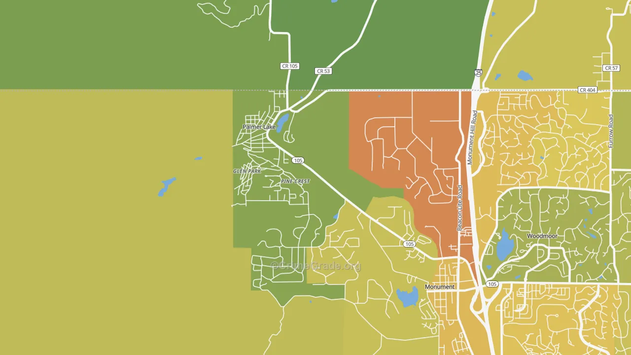 Palmer Lake, CO Map of Murder Rates