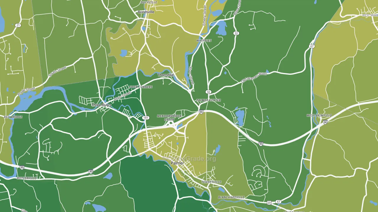 Palmer, MA Map of Murder Rates