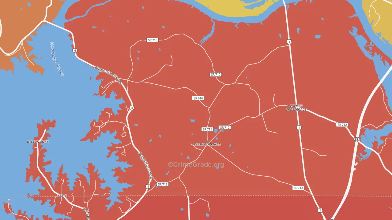 Palmer Springs, VA Map of Murder Rates