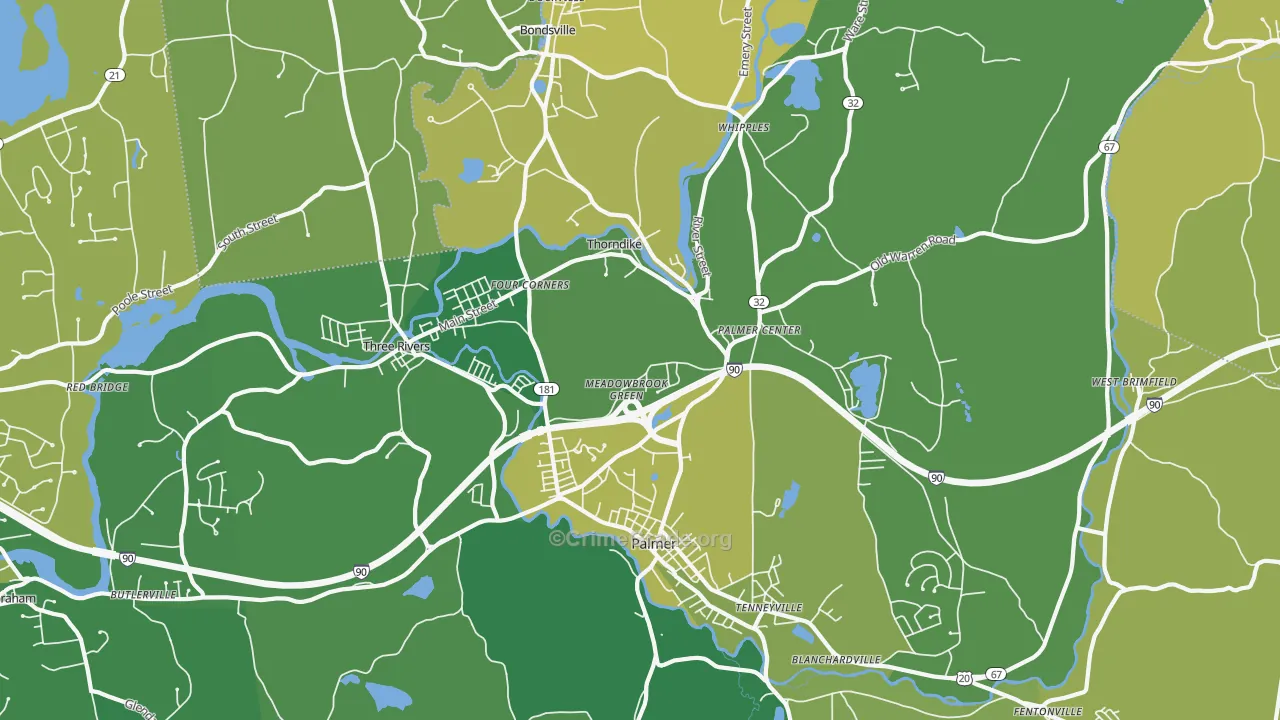Palmer Town, MA Map of Murder Rates