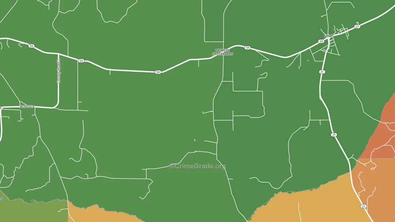 Palmers Crossroads, AL Map of Murder Rates