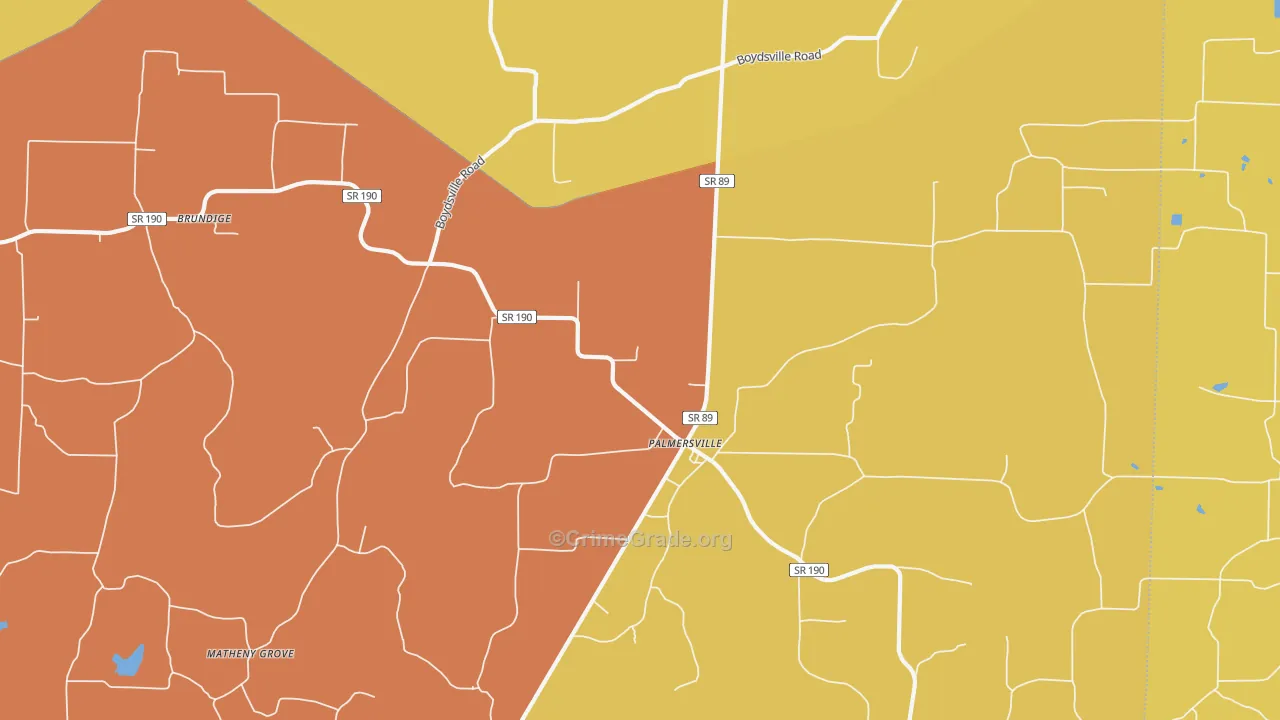 Palmersville, TN Map of Murder Rates