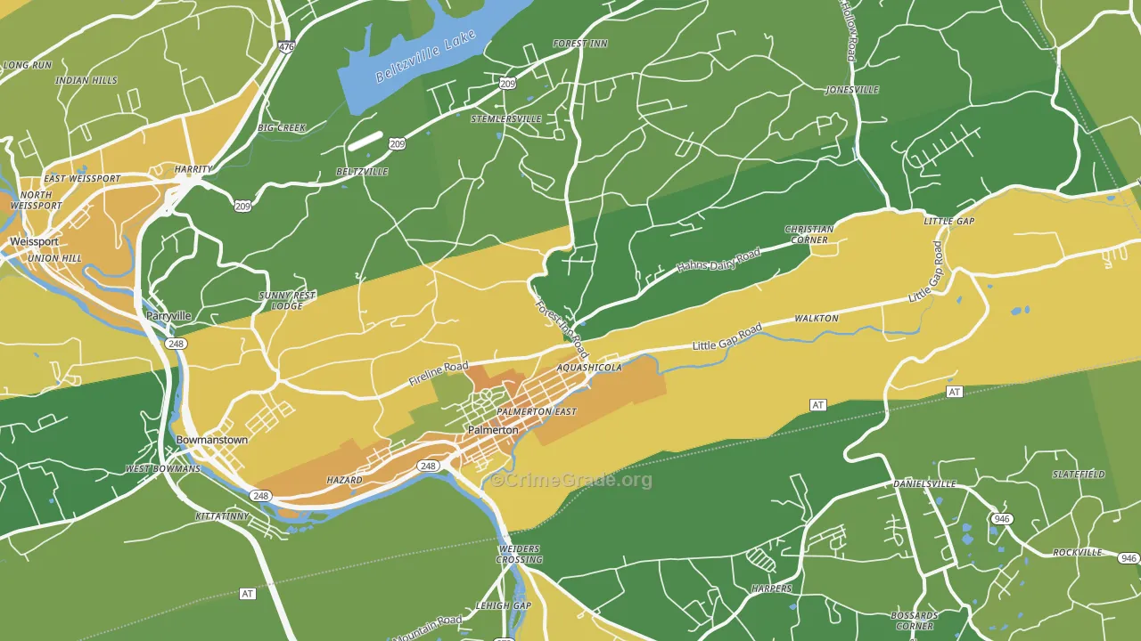 Palmerton, PA Map of Murder Rates