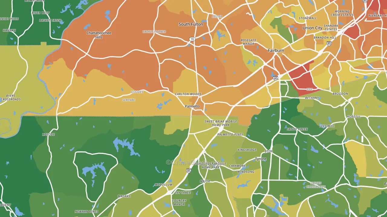 Palmetto, GA Map of Murder Rates