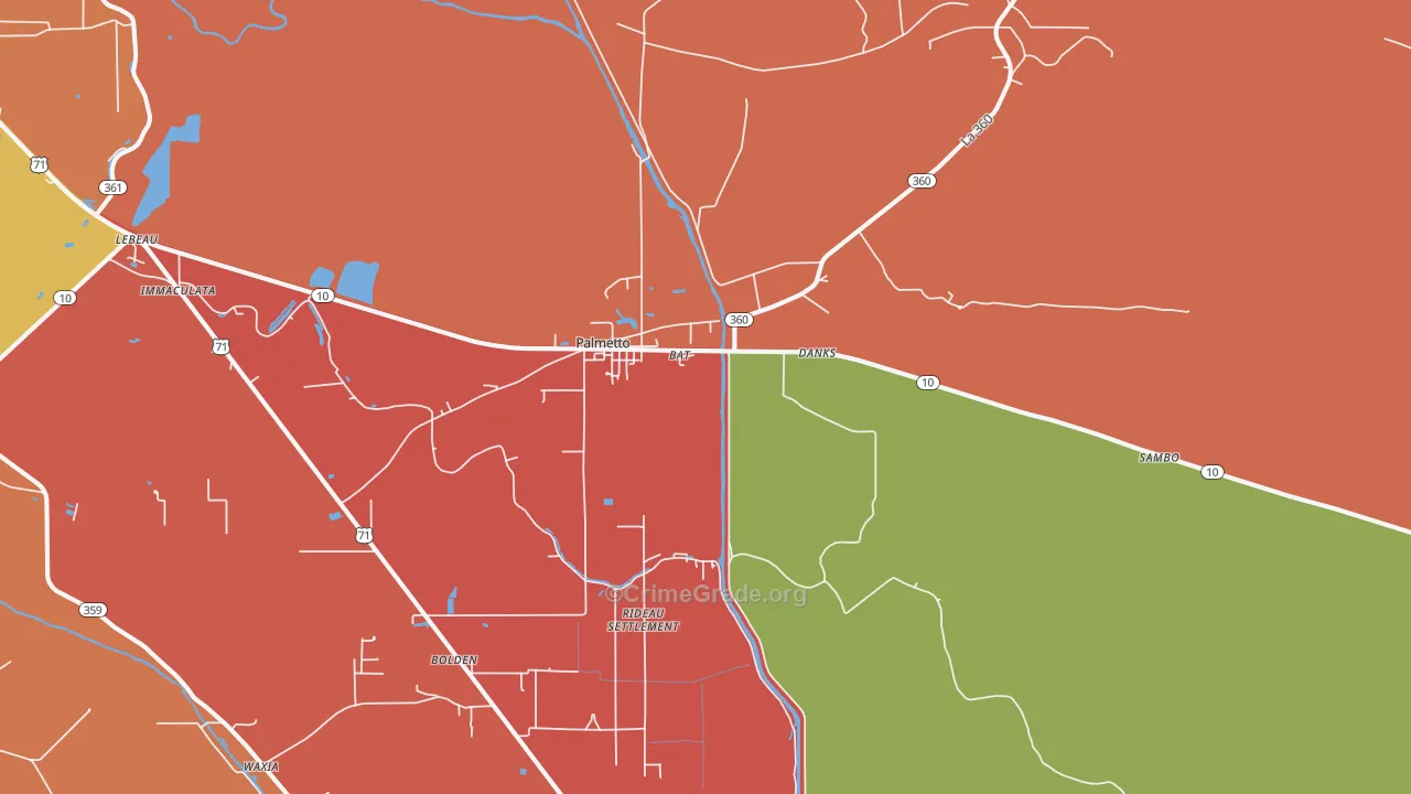 Palmetto, LA Map of Murder Rates