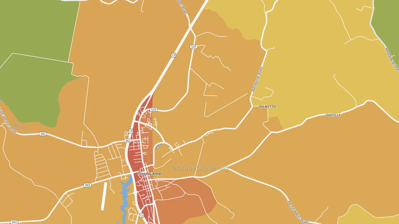 Palmetto, MD Map of Murder Rates
