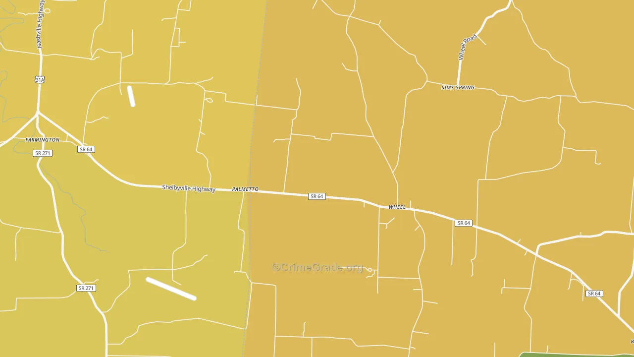 Palmetto, TN Map of Murder Rates