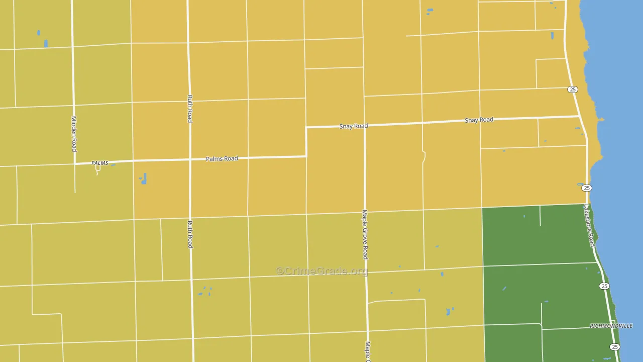 Palms, MI Map of Murder Rates