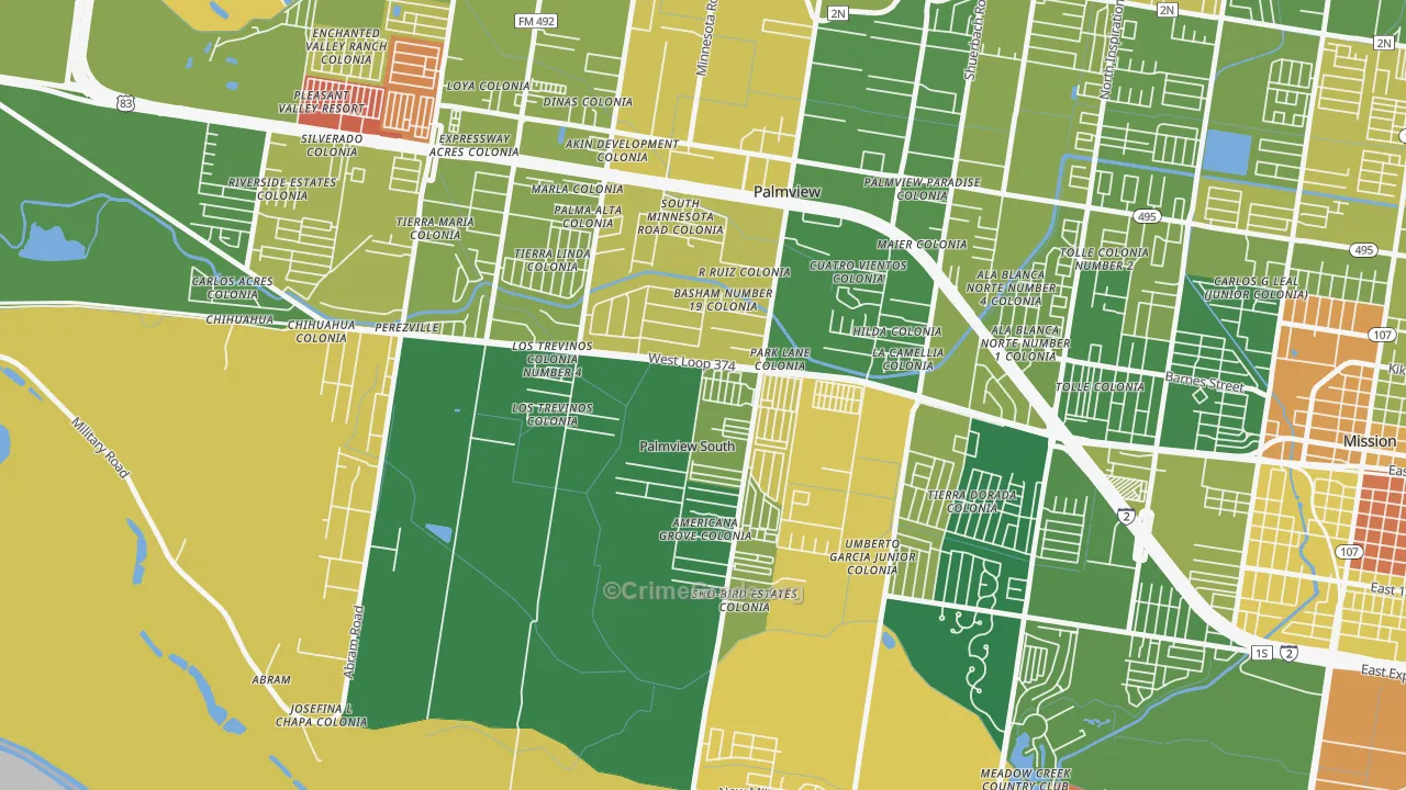 Palmview South, TX Map of Murder Rates