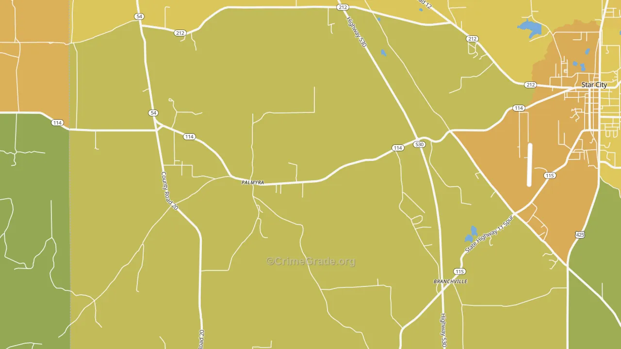 Palmyra, AR Map of Murder Rates