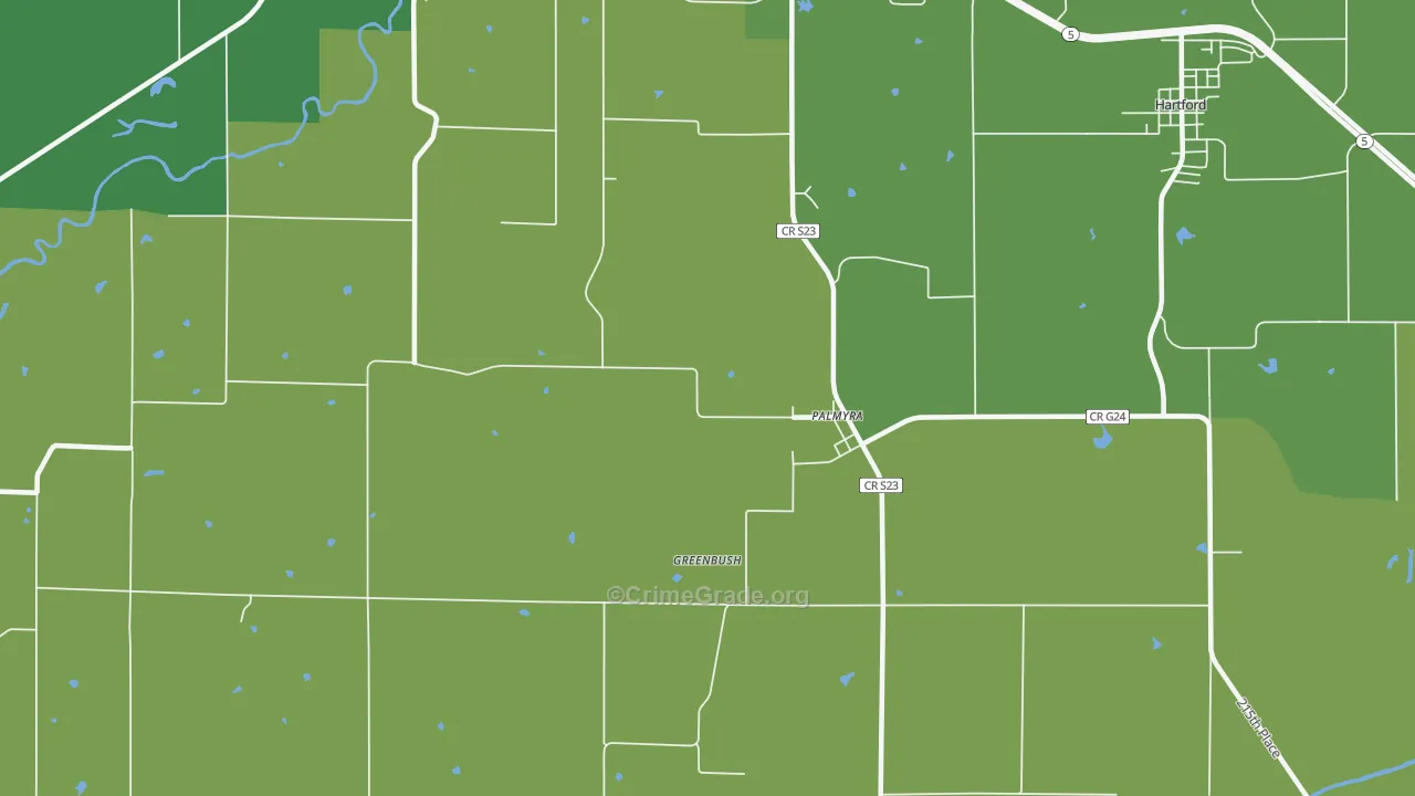 Palmyra, IA Map of Murder Rates