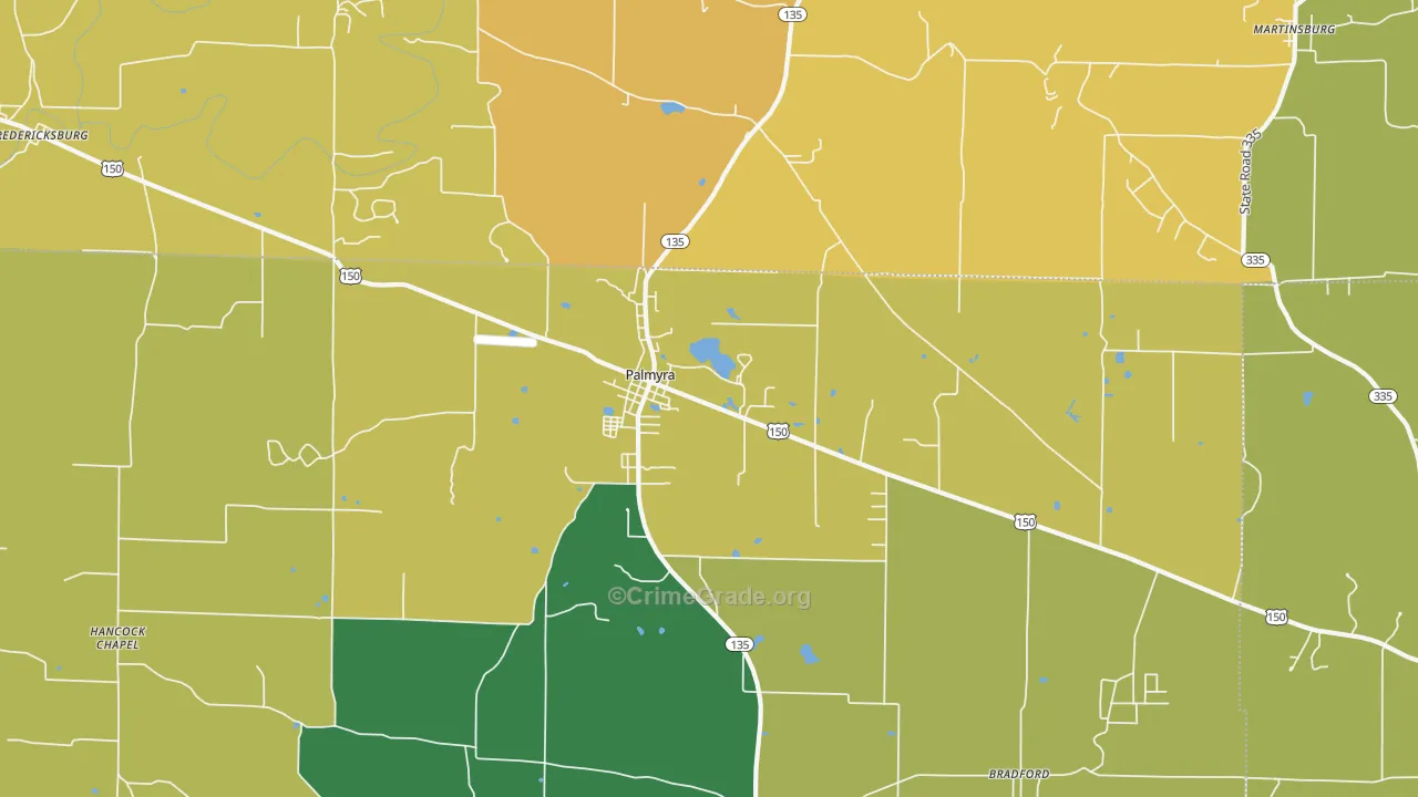 Palmyra, IN Map of Murder Rates