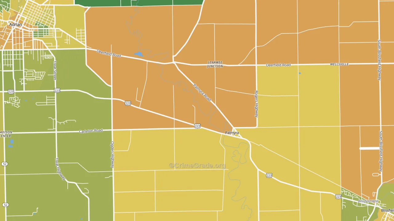 Palmyra, MI Map of Murder Rates