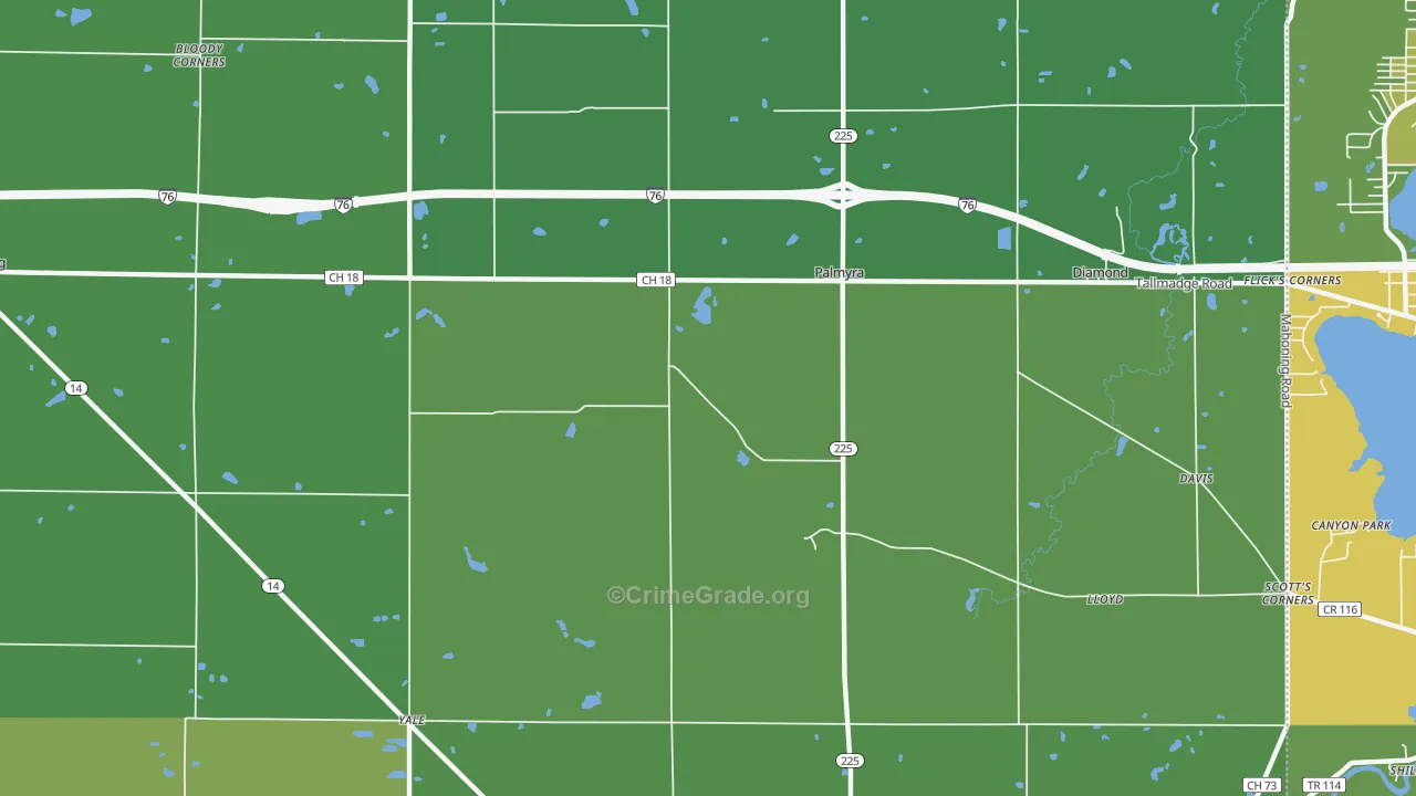 Palmyra, OH Map of Murder Rates