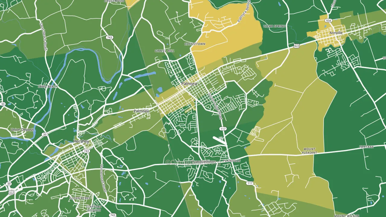 Palmyra, PA Map of Murder Rates