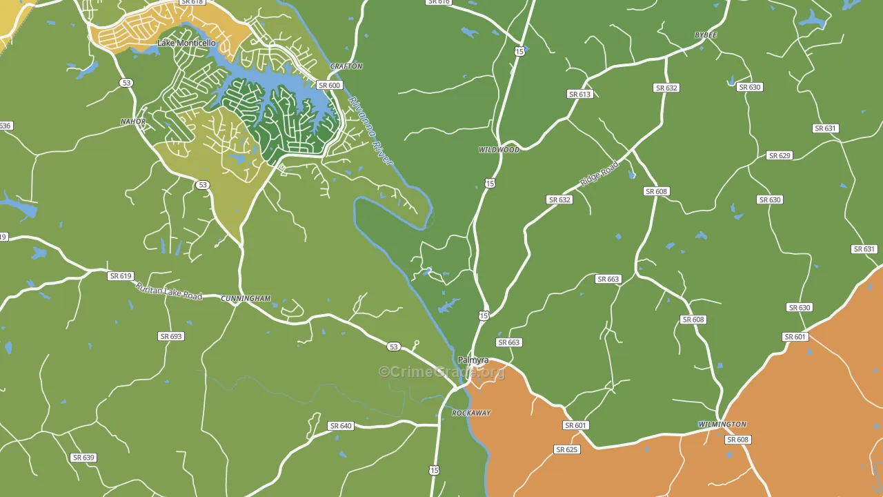 Palmyra, VA Map of Murder Rates