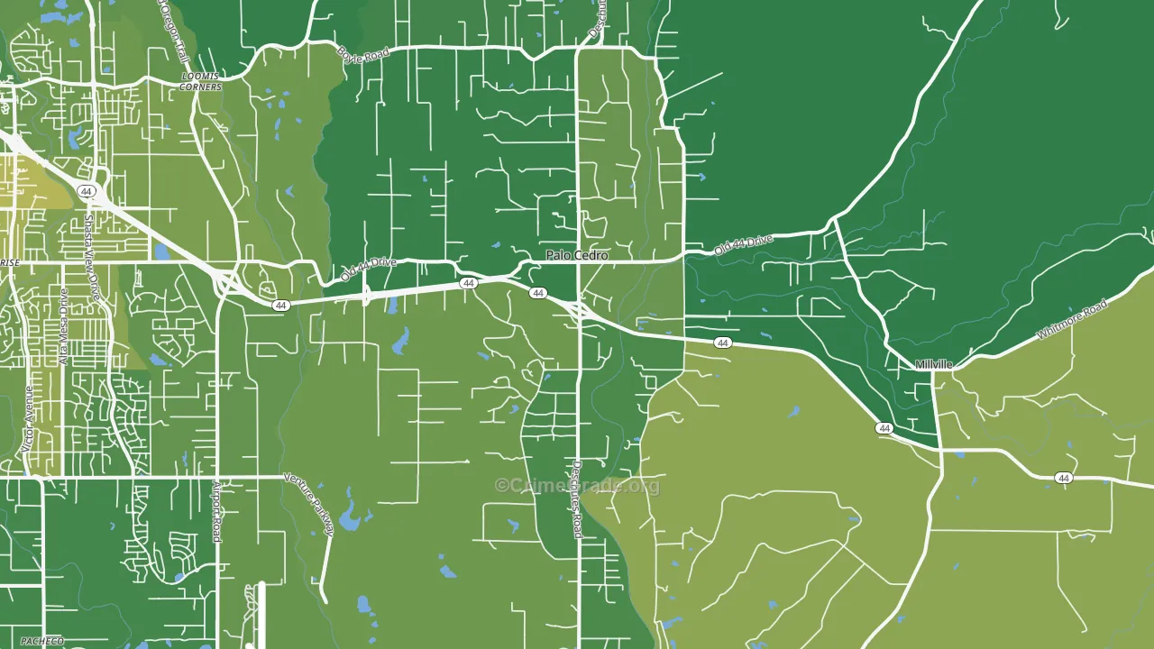 Palo Cedro, CA Map of Murder Rates
