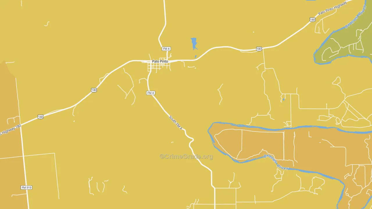 Palo Pinto, TX Map of Murder Rates