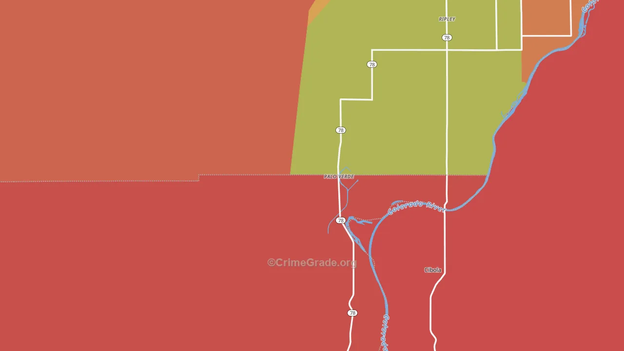 Palo Verde, CA Map of Murder Rates