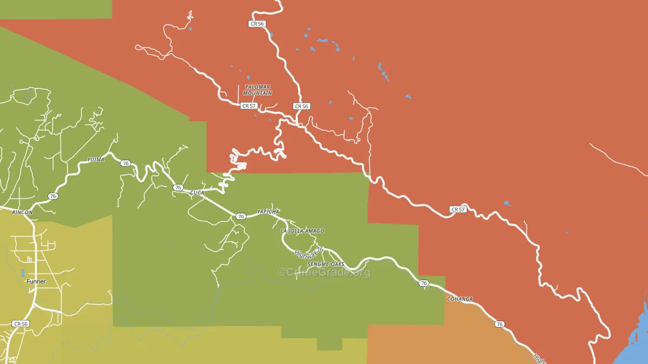 Palomar Mountain, CA Map of Murder Rates