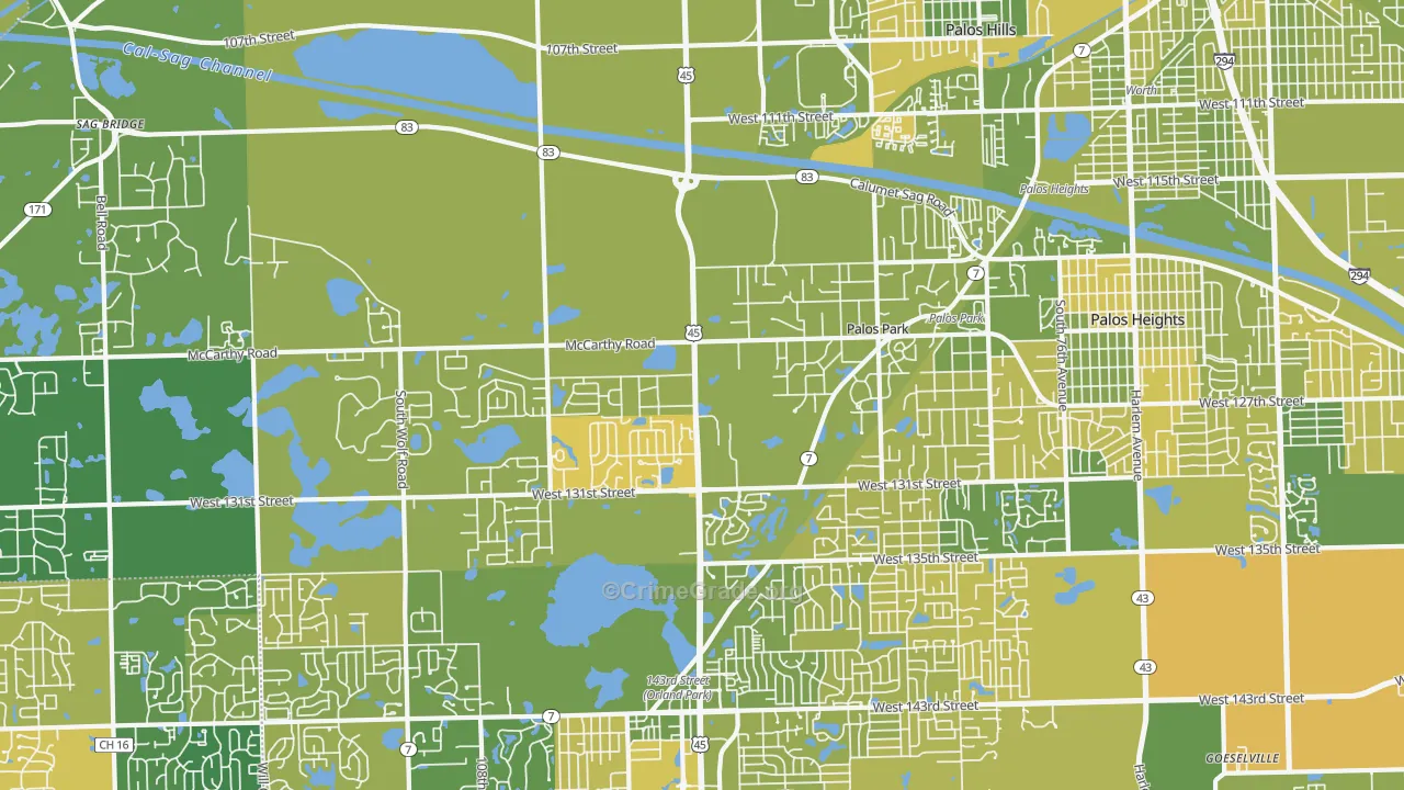 Palos Park, IL Map of Murder Rates