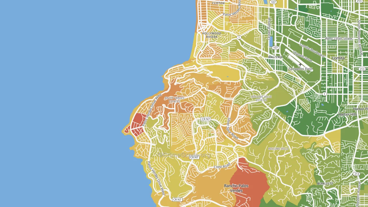 Palos Verdes Estates, CA Map of Murder Rates