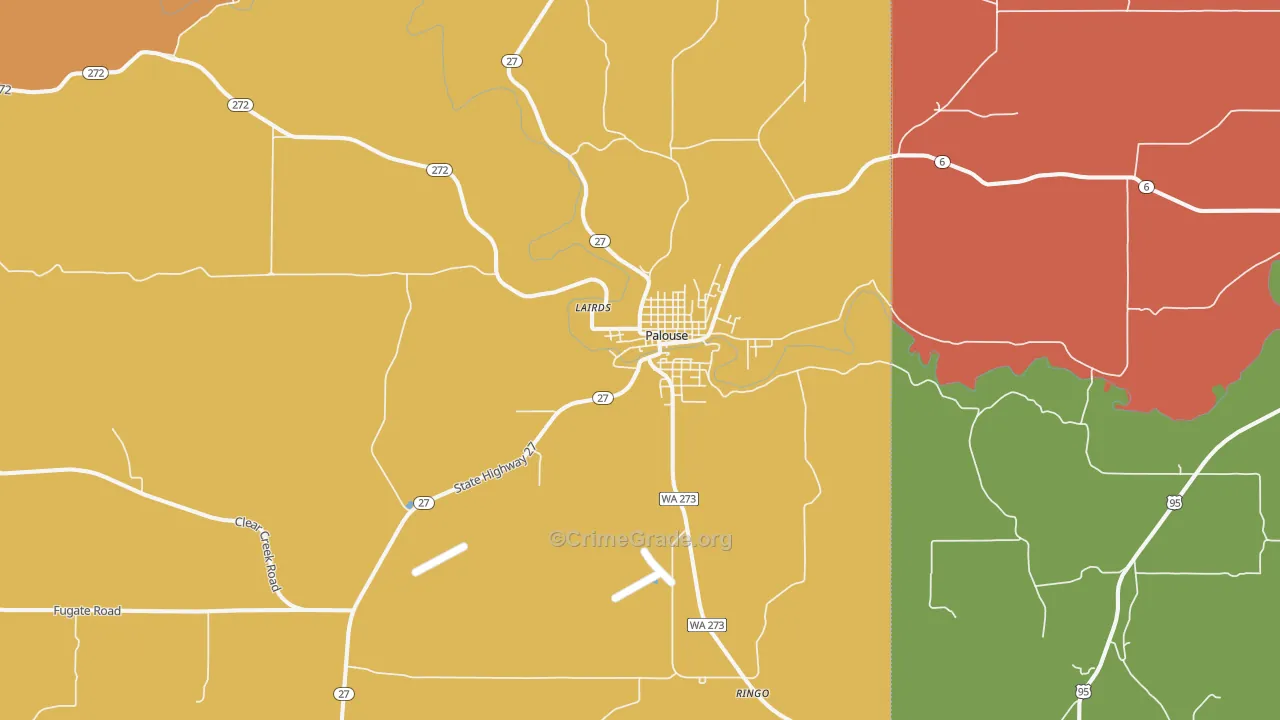 Palouse, WA Map of Murder Rates