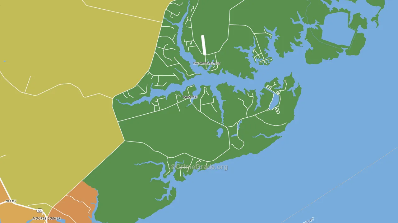 Pamlico, NC Map of Murder Rates