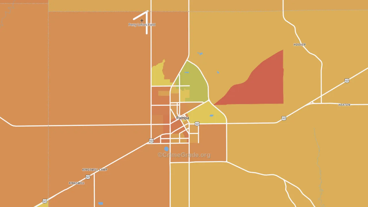 Pampa, TX Map of Murder Rates