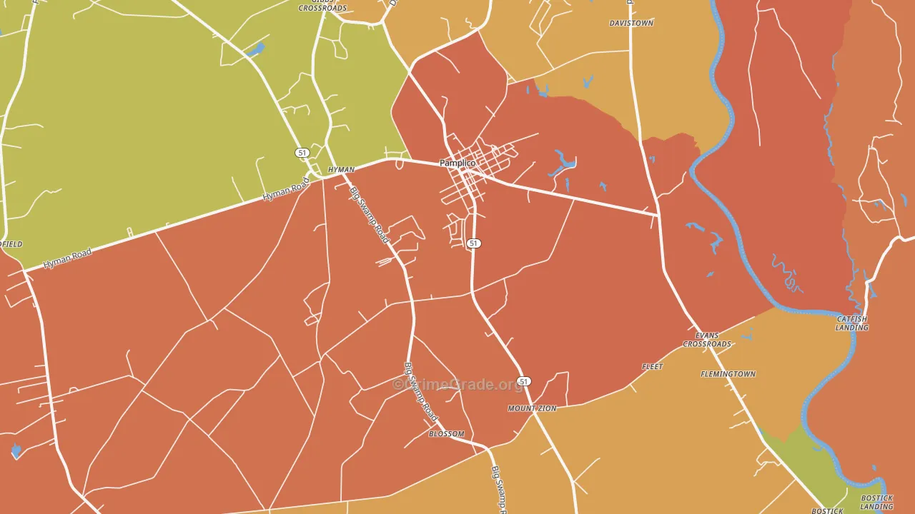 Pamplico, SC Map of Murder Rates