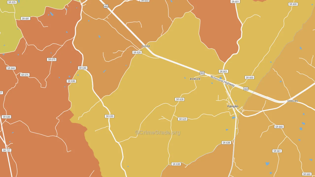 Pamplin City, VA Map of Murder Rates