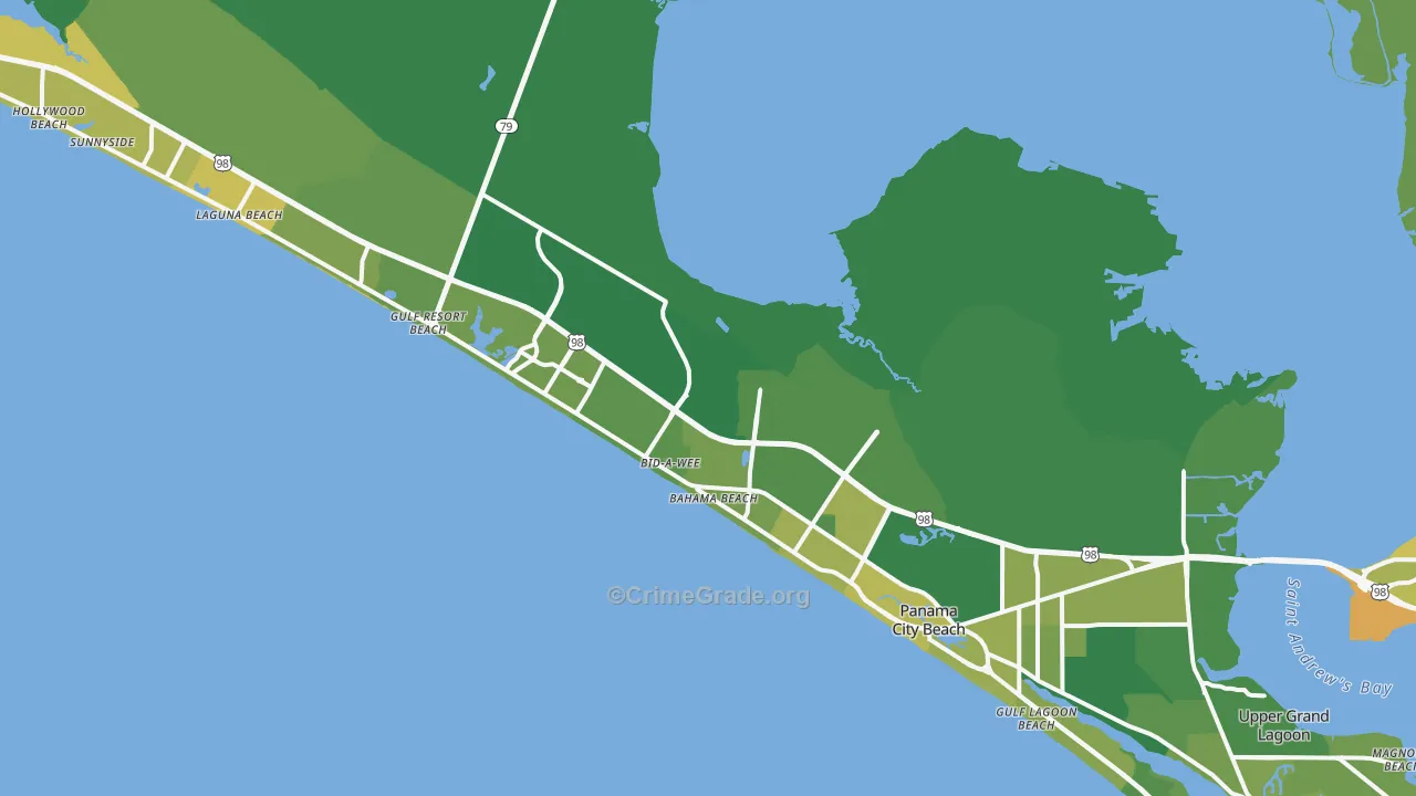 Panama City Beach, FL Map of Murder Rates