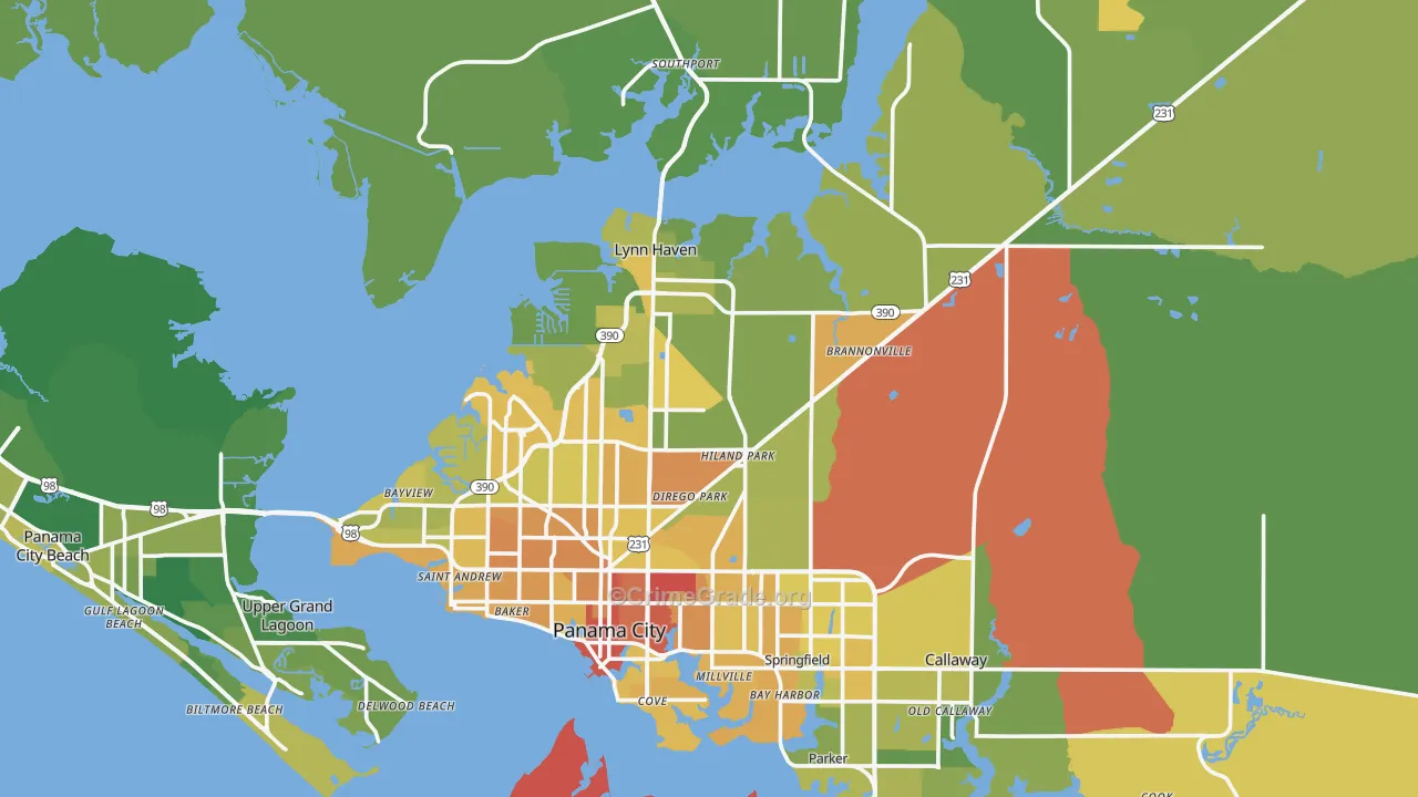 Panama City, FL Map of Murder Rates