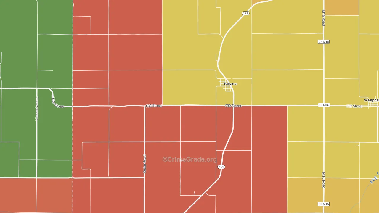 Panama, IA Map of Murder Rates