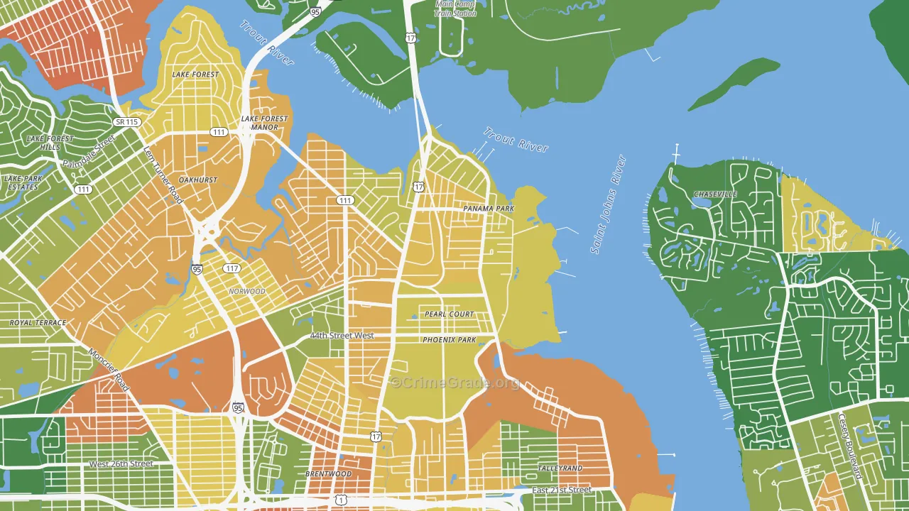 Panama Park, Jacksonville, FL Map of Murder Rates