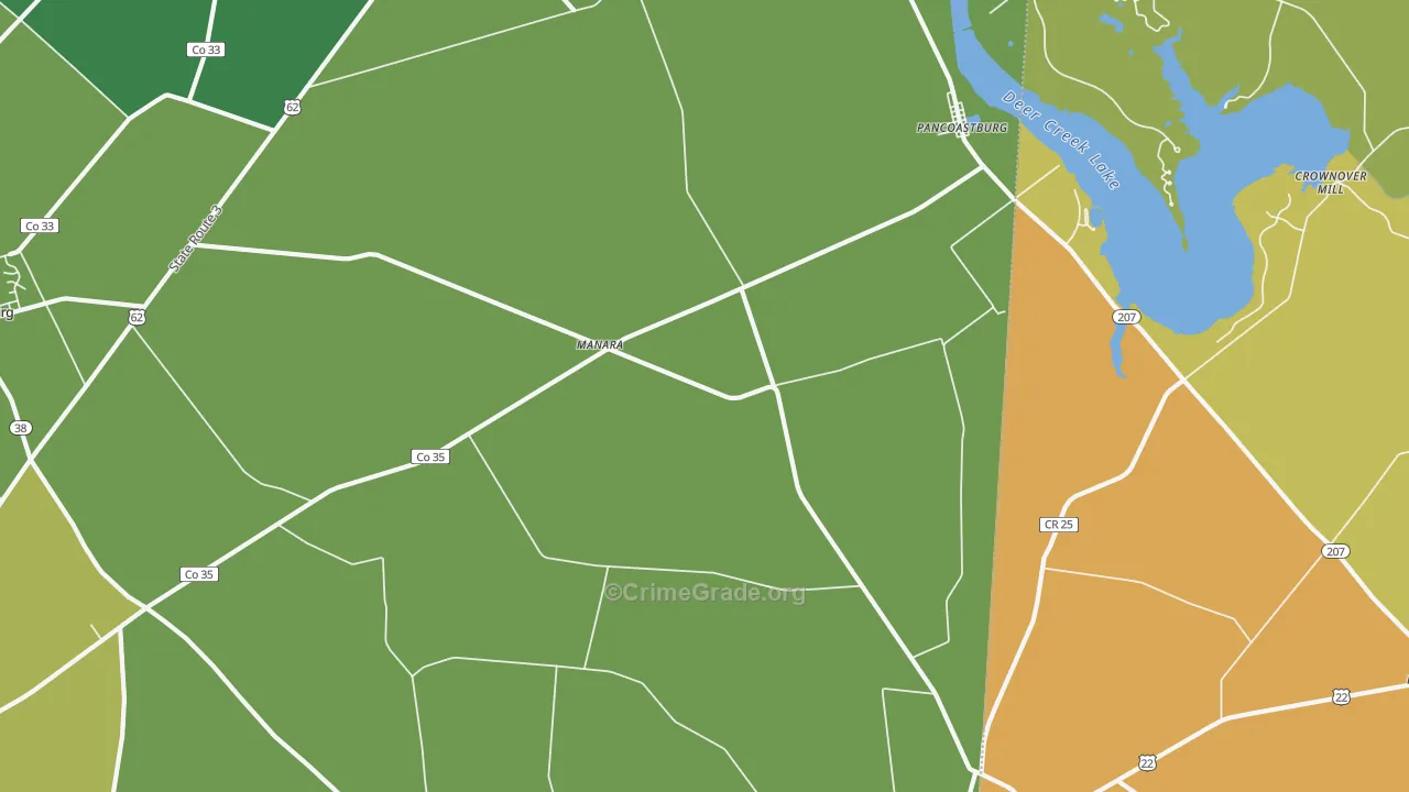 Pancoastburg, OH Map of Murder Rates