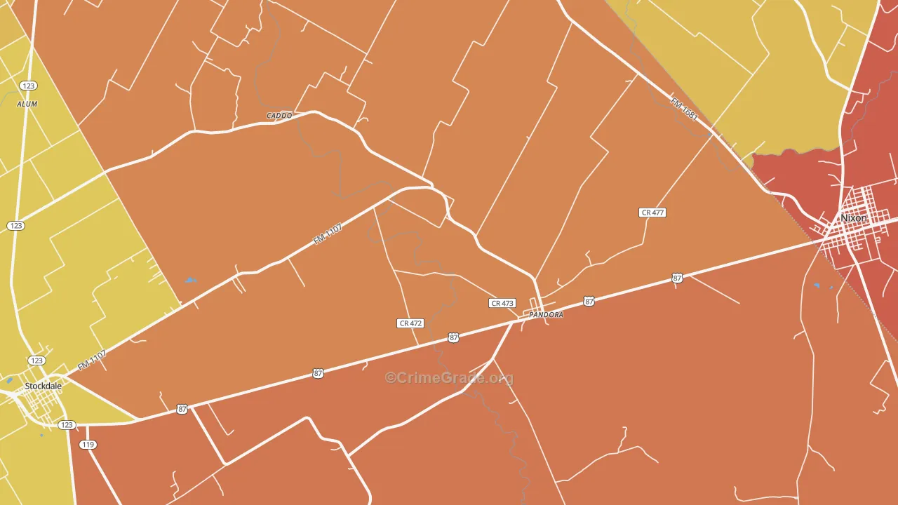 Pandora, TX Map of Murder Rates