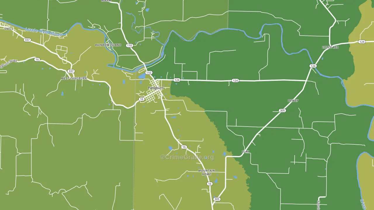Pangburn, AR Map of Murder Rates