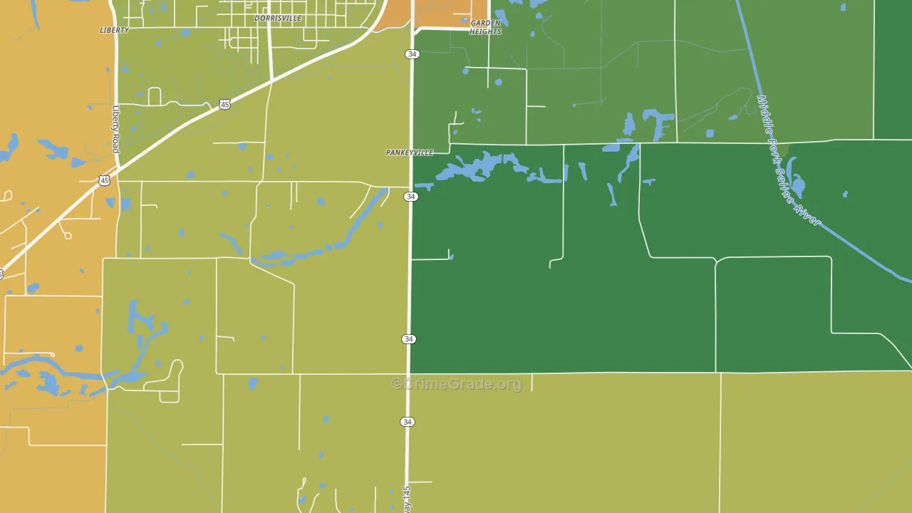 Pankeyville, IL Map of Murder Rates