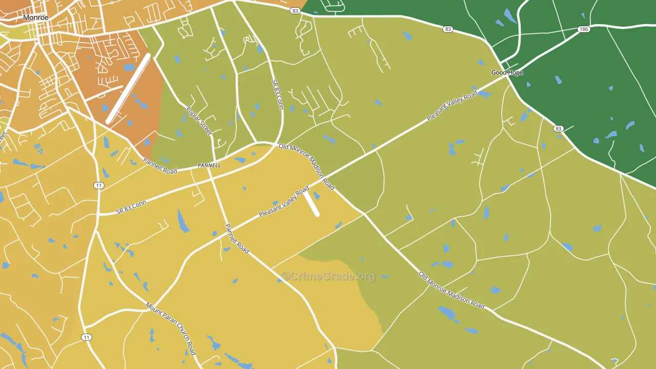 Pannell, GA Map of Murder Rates