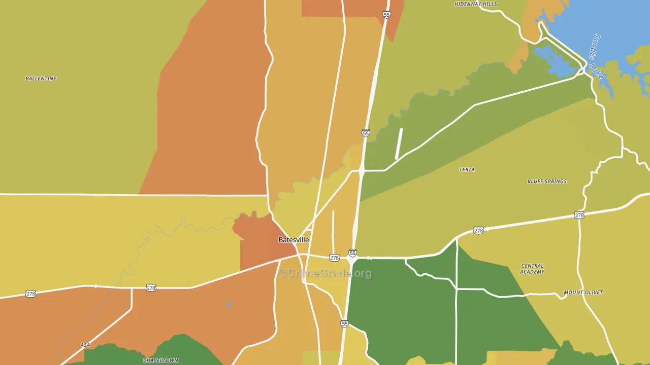Panola County, MS Map of Murder Rates