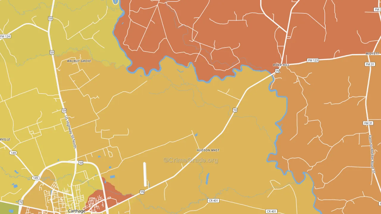 Panola, TX Map of Murder Rates