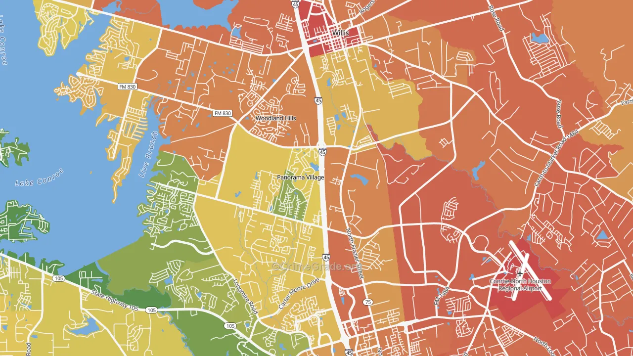 Panorama Village, TX Map of Murder Rates
