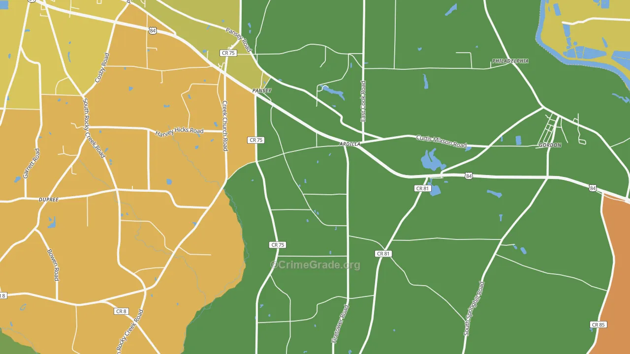 Pansey, AL Map of Murder Rates