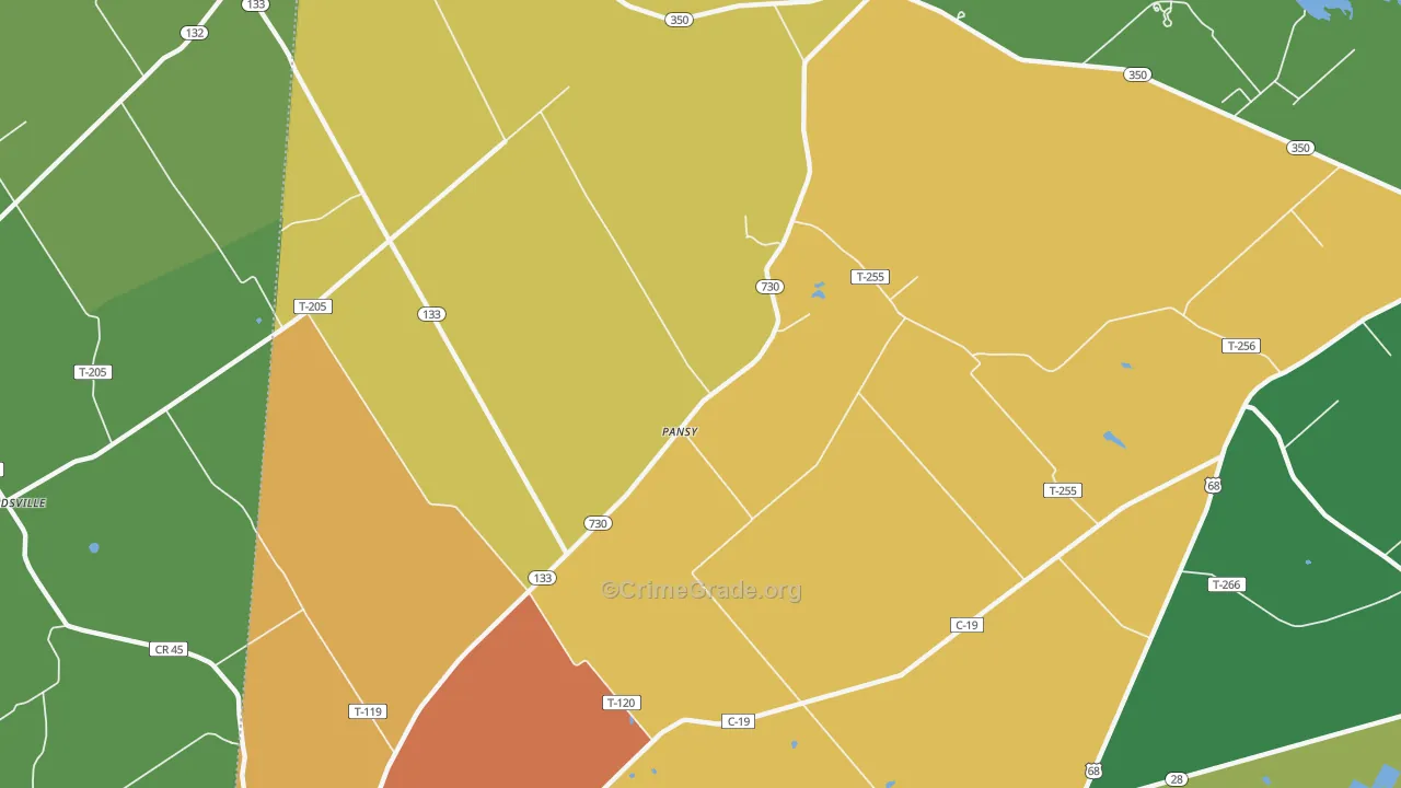 Pansy, OH Map of Murder Rates