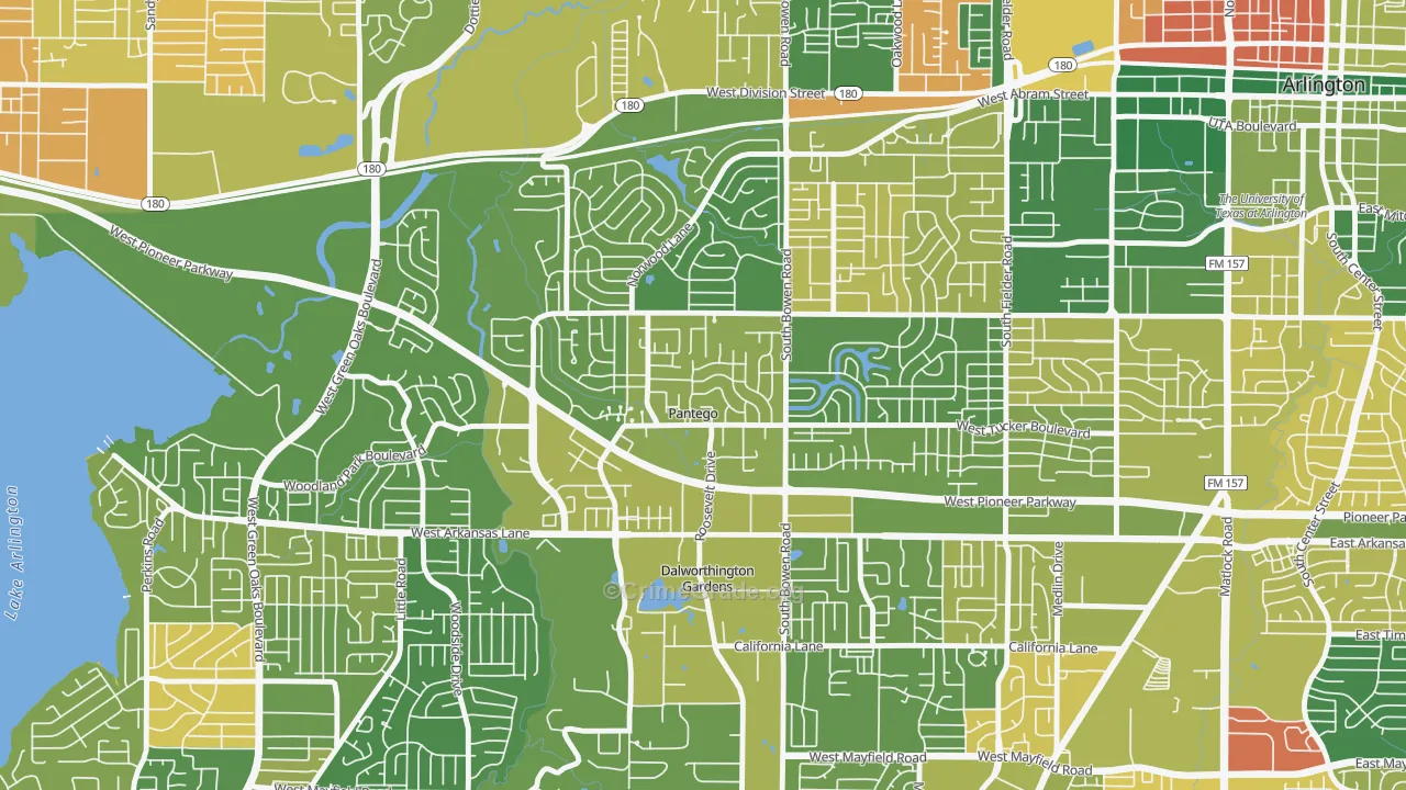 Pantego, TX Map of Murder Rates