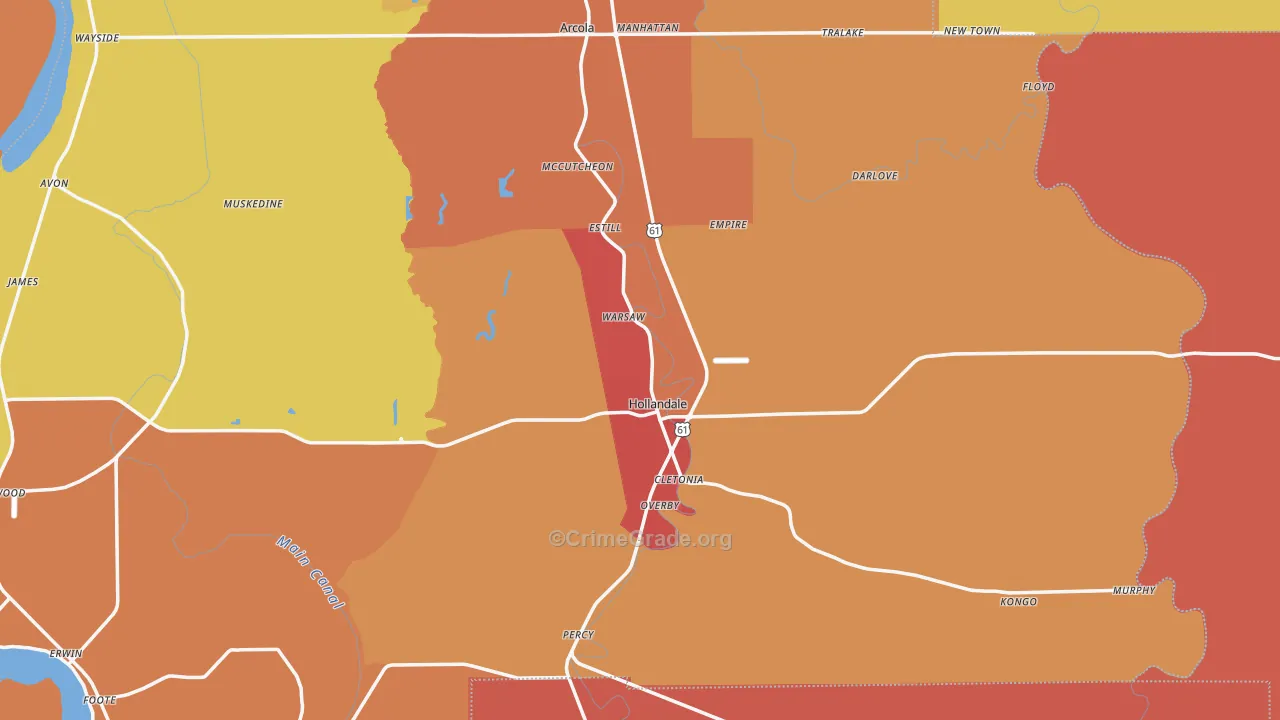 Panther Burn, MS Map of Murder Rates